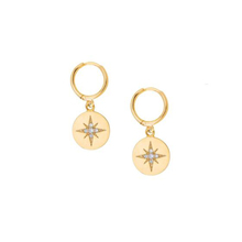 Geometric dangling coin earring gold color engrave north star elegance cute girl women gift for Christmas 2024 - buy cheap