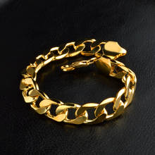 12MM wide 20cm long Fashion men's chains & Link Bracelets gold color Bracelet bangle men's jewelry 12mm wide men  bracelet 2024 - buy cheap