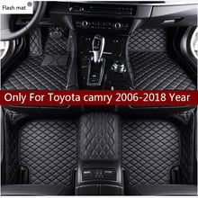 Flash mat leather car floor mats for Toyota Camry 2006-2014 2015 2016 2017 2018 Custom auto foot Pads automobile carpet cover 2024 - buy cheap