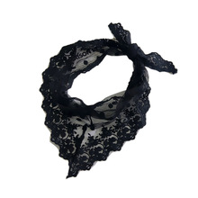 Summer Lady Lace Tassel Triangle Scarf Sheer neckerchief Women Bandage Floral Scarves Shawl Female Bufanda Mujer black white 2024 - buy cheap