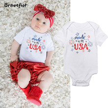 Hot Selling Cotton Newborn Bodysuits MADE IN THE USA Letters Print Fashion Infant Boys Girls Clothes Kids Jumpsuits Summer Tops 2024 - buy cheap