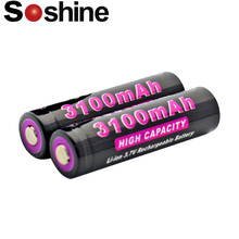 2xSoshine Li-ion 18650 3.7V 3100mAh Protected Rechargeable with Battery Case Rechargeable Batteries with Box 2024 - buy cheap