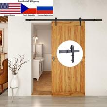 4.9FT/6FT/6.6FT/8FT Carbon steel rustic interior  sliding wood barn door hardware 2024 - buy cheap