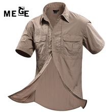 MEGE Brand Clothing, 2017 Men Outdoor Summer Short Sleeve Shirts,  Breathable Quick Dry Camisa Masculina Hiking Hunting Fishing 2024 - buy cheap