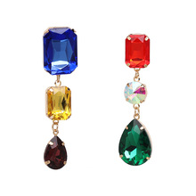 Qiaose High Quality Shiny Glass Crystal Stone Dangle Earrings for Women Girls Jewelry Boho Drop Collection Earrings Accessories 2024 - buy cheap