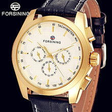 Forsining Date Week Display Gold Mechanical Watches Genuine Leather Strap Men Top Brand Luxury Auotmatic Watch Relogio Masculino 2024 - buy cheap