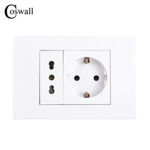 Coswall Italian / Chile Electrical Outlet With 16A EU Standard Wall Power Socket 118mm*80mm AC 100~250V 2024 - buy cheap