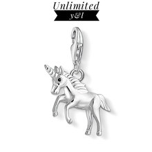 Dijes de unicornio de Plata de Ley 925 para hombre y mujer, joyería de moda de animales de buena suerte, collar de pulsera de estilo Thomas, novedad de 2019 2024 - compra barato