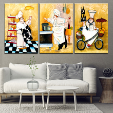 Lienzo pintura panadero hacer pan imagen 3 piezas Nordic pared arte pintura Modular papel tapiz Poster imprimir cocina decoración del hogar 2024 - compra barato