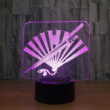 Japan's samurai sword Fan 3d Nightlight LED Colorful USB Table Lamp  Led Decorative Lampara Indoor Lamp For Gift 2024 - buy cheap