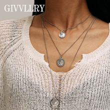 Free Shipping Vintage Portrait Coin Pendant Necklaces for Women Long Sweater Chain Necklace Gift Jewelry Kolye 2024 - buy cheap
