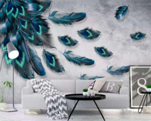 Beibehang personalizado papel de parede decoração para casa murais à moda colorido mão desenhada penas tv fundo da sala 3d papel 2024 - compre barato