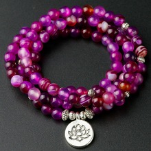 Pulseira fashion de alta qualidade com rosas e pedras de ônix, 6mm, contas, feminina, energia de buda, joia para ioga, 2019 2024 - compre barato