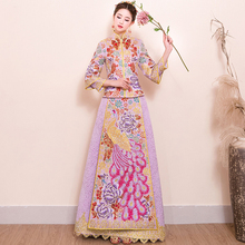 Traditional Chinese Wedding Gown Dress Long Bride Traditions Retro cheongsam Embroidery Oriental Style Dresses Vestido de novia 2024 - buy cheap