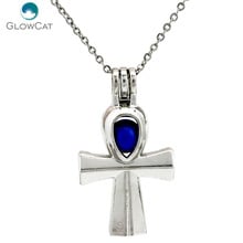 K677 Egyptian Ankh Cross Beads Cage Pearl Locket Pendant Locket Fairytale Party Essential Oil Diffuser DIY 2024 - buy cheap