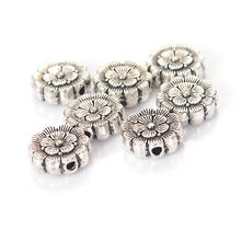 Miasol 30pcs 12x4MM Round Antique Silver Color Round Antique Design Flower Charms Spacer Beads For Diy Jewelry Making Finding 2024 - buy cheap