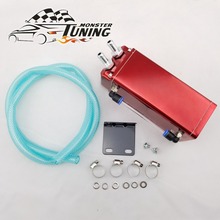 Tuning Monster Universal Aluminum Square 10mm Engine Oil Catch Tank Can Reservoir 7"x3"x2.5" Red Blue Silver Black With logo 2024 - buy cheap