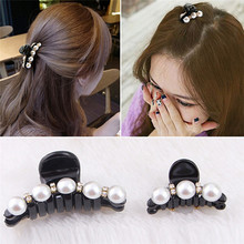 New Fashion Crab Hair Hair Claws Imitation Pearl black Lady Headwear Accessories for Women Hairpins Plastic Elastic Barrette Hot 2024 - buy cheap