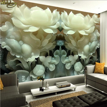 beibehang Chinese white jade lotus mural bedroom TV in New York building murals for living room space mural People Wallpaper 2024 - buy cheap