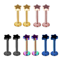 1PCS Fashion Helix Tongue Rings Piercing Gold Pentagram Labret Rings Barbell Piercing Women Men Ear Stud Body Jewelry 2024 - buy cheap