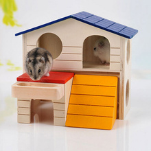 Pet Small Animal Hideout Hamster House Deluxe Two Layers Wooden Hut Play Toys E2S 2024 - buy cheap