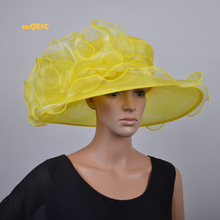 Wholesale NEW Wide brim Crystal organza hats church for kentucky derby  wedding women's hat races.FREE SHIPPING 2024 - buy cheap