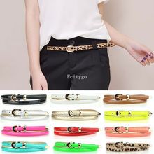 New Fashion Women Candy Color Narrow Thin Skinny Waist Belt Pu Leather Waistband Y1 2024 - buy cheap