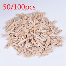 50/100 Pcs Mini Natural Wooden Clothes Photo Paper Peg Pin Clothespin Craft Clips School Office Stationery 2024 - buy cheap