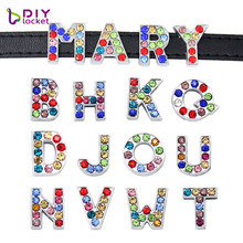 8MM Mix Rhinestone Slide Letters A-Z 10 pcs/lot Slide Charms Fit DIY Wristband & Bracelet LSSL015 2024 - buy cheap
