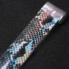 1 Piece Holographic Serpentine Nail Transfer Foil Sticker Snake Laser Mix Colors Adhesive Nail Art Full Wraps Decorations 2024 - buy cheap