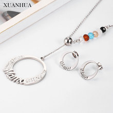 XUANHUA Necklace Earrings Set Charm Stainless Steel Jewelry Woman Vogue 2019 Accessories Jewelry Sets wholesale lots bulk 2024 - buy cheap