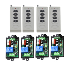 Controle remoto sem fio ac110v 220v 10a 1ch 315mhz interruptor 4 transmissor + 4 receptores frete grátis