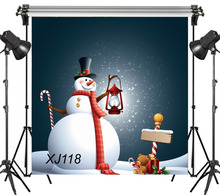 Fondo de vinilo y poliéster para estudio de fotografía, muñeco de nieve, nieve, noche con lámpara, juguete de Navidad 2024 - compra barato