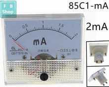 Amperímetro de puntero 85C1-mA, 2mA, DC, serie 85C1, amperímetro analógico, tamaño de 64x56mm, 1 Uds. 2024 - compra barato