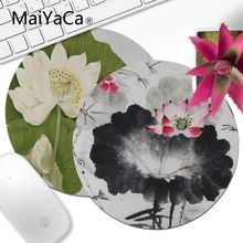 Maiyaca mouse redondo com estampa de lótus chinesa, acessório durável para mouse pad gamer escritório 2024 - compre barato