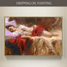 Pintura al óleo de chica Sexy pintada a mano, sobre lienzo, hecha a mano, para sexo y dormir, arte de pared 2024 - compra barato