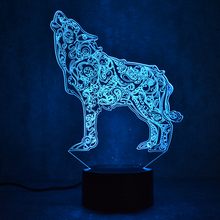 Lâmpada de mesa 3d usb led visual night light quarto iluminação cabeceira humor criativo animal lobo lâmpada dormir luminária decoração 2024 - compre barato