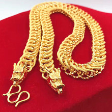 Массивное мужское ожерелье в стиле хиппи, панк, позолоченное желтое ожерелье с крупными звеньями 10 мм x 24 дюйма, большой вес 2024 - купить недорого