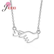 Fashion Heart&Hand Shape Pendant 925 Sterling Silver Chain Necklace For Young Girl Christmas Gift Accessories 2024 - buy cheap