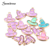 Semitree 10pcs/lot Cute Witch Hat Charms Pendant Gradient Bling Necklace Pendants for Diy Jewelry Making Handicraft Accessories 2024 - buy cheap