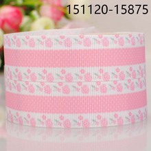 free shipping 50 yards 1 " 25 mm simplicity flower pattern printed grosgrain tape ribbon DIY handmade hair bow 2024 - buy cheap