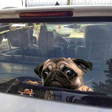 Забавные 3D мопса собаки Часы окна автомобиля наклейка милый питомец щенок стикер Прямая поставка 2024 - купить недорого