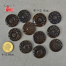 3 peças artesanal esculpido osso de yak flor antiga contas para fazer joias contas marrom diy acessório de joias 24mm furo: 1mm 2024 - compre barato