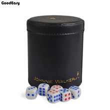 Johnnie Dice Cups Plastic with 6pcs acrylic dices Polyhedral Walker Leather Dice Cup Poker Drinking Board Game Gambling Dice Box 2024 - buy cheap