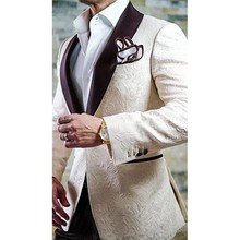 2020 White/Ivory Men's Suit with Black Pants Groom Tuxedo Fashion Groom Wedding Business Tuxedo Suit Dress Top + Pants 2024 - buy cheap