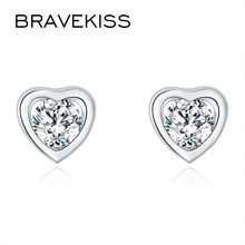 BRAVEKISS-pendientes pequeños con forma de corazón para mujer, joyería coreana con piedras de circonia cúbica de cristal, moda oorbellen BUE0455 2024 - compra barato