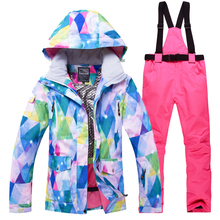 Лыжный костюм для женщин, бренд, высокое качество, женский ветрозащитный водонепроницаемый Зимний комплект, зимняя куртка и штаны, костюмы для катания на лыжах и сноуборде 2024 - купить недорого