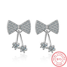 Pendientes lindos pequeños con lazo Aaa Cz 925 de plata de ley para mujeres niñas niños joyería perforadora Orecchini Aros Aretes 2024 - compra barato