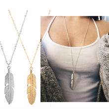 Classic Tassel Pendant Feather Necklace Long Sweater Chain Statement Jewelry Leaf Choker Necklaces for Women 2024 - buy cheap