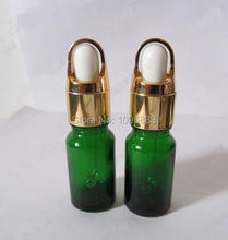 Botella de aceite esencial verde de 10ML, gotero de goma, pipeta de vidrio amateur, gotero, frasco de embalaje cosmético, 40 unids/lote 2024 - compra barato